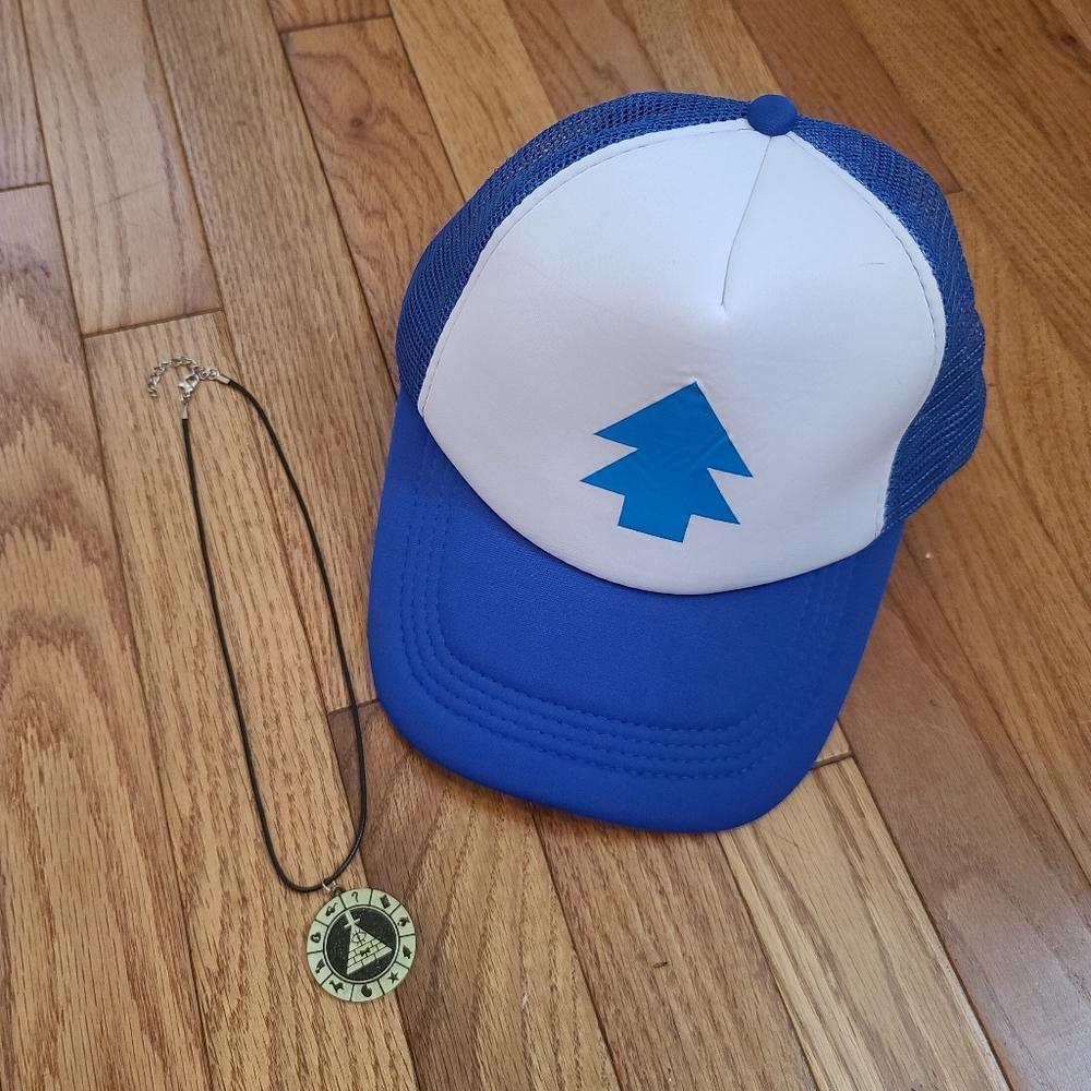 Gravity Falls Costume Dipper Hat and Necklace Set